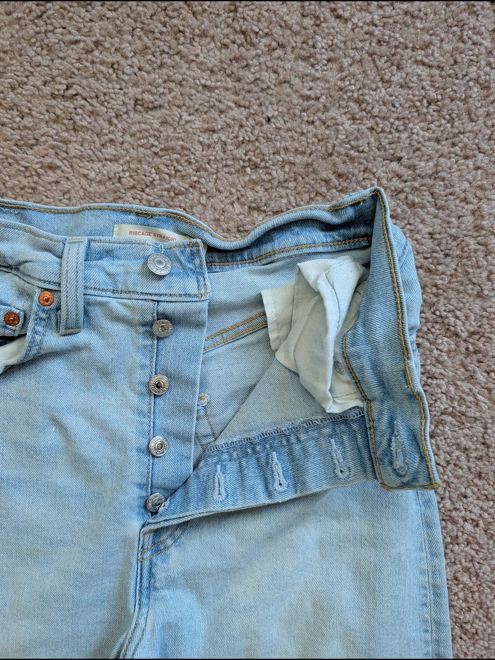 Levis Womens Light Wash Blue Stretch Ribcage Straight Ankle Jeans 28x32 - Picture 8 of 16